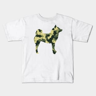 Lilly the Shiba Inu Silhouette - Camo on White Kids T-Shirt